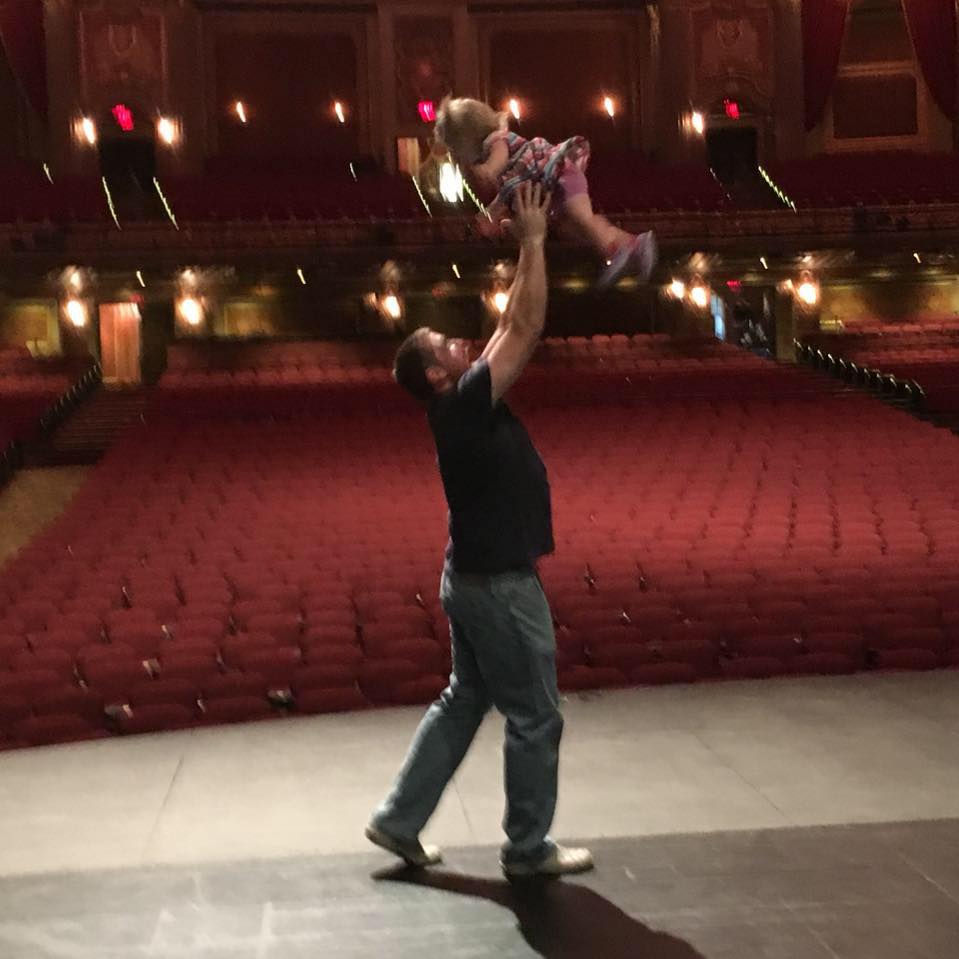 Sean Saphire with his daughter on stage at Kings Theatre